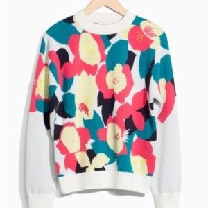 & OTHER STORIES Floral Patterned Sweater 100% cotton size XS
